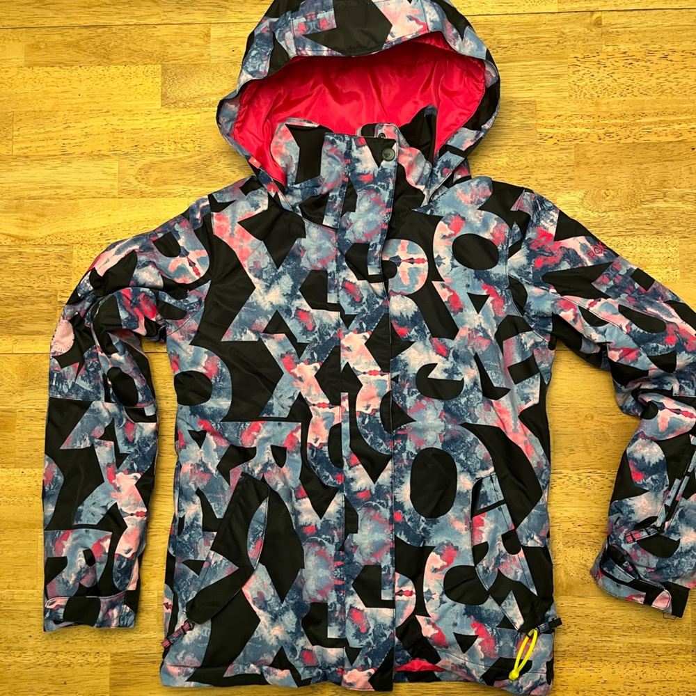 Girls Roxy jetty ski snow letter jacket 12 large dry flight